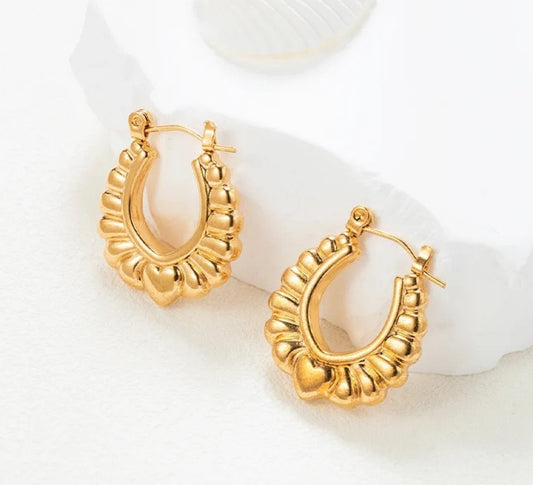 SS 79 Heart U shape vintage Earrings - 18k stainless steel - Anti tarnish - Wholesale