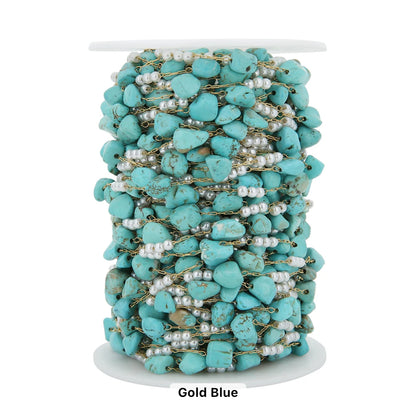 CN 146 Pearl stone 18k Gold PVD plated 316 Stainless steel chain ( 1 feet ) Anti tarnish