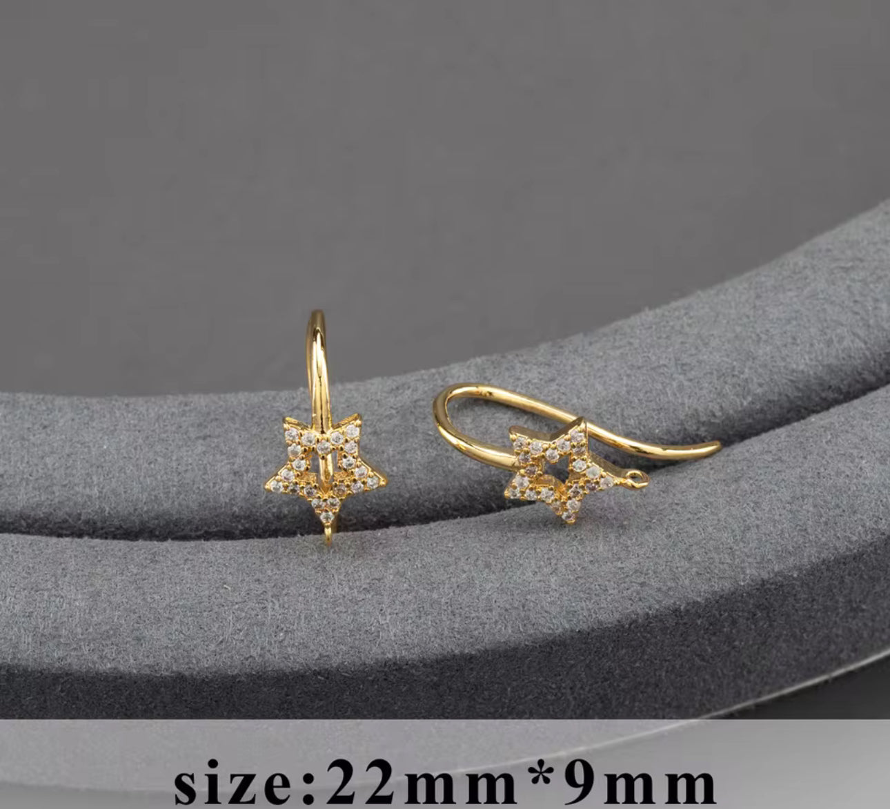 CZ 2333 Star Zircon hook 18k gold plated ( 2 pc ) - anti tarnish