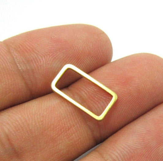 BC01K Rectangle Bezel charm ( 1 pc ) Raw Brass
