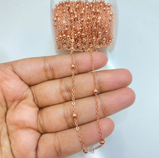 CN 100 Rose gold plated satellite bead chain - Anti tarnish