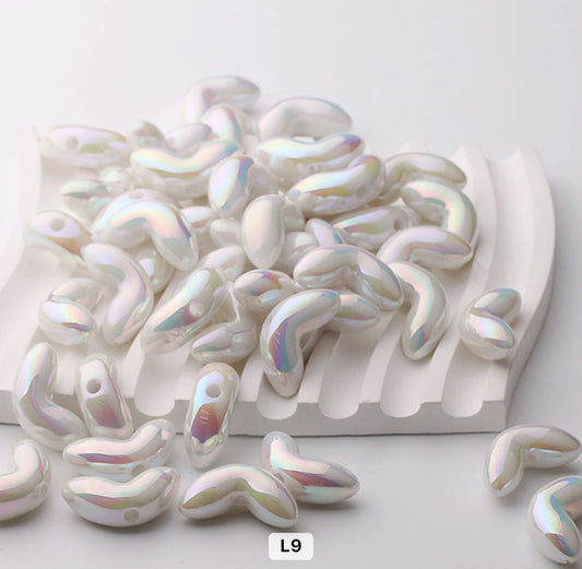 BBB 130 (i) White Leaf UV plated Acrylic bead ( 1 pc )