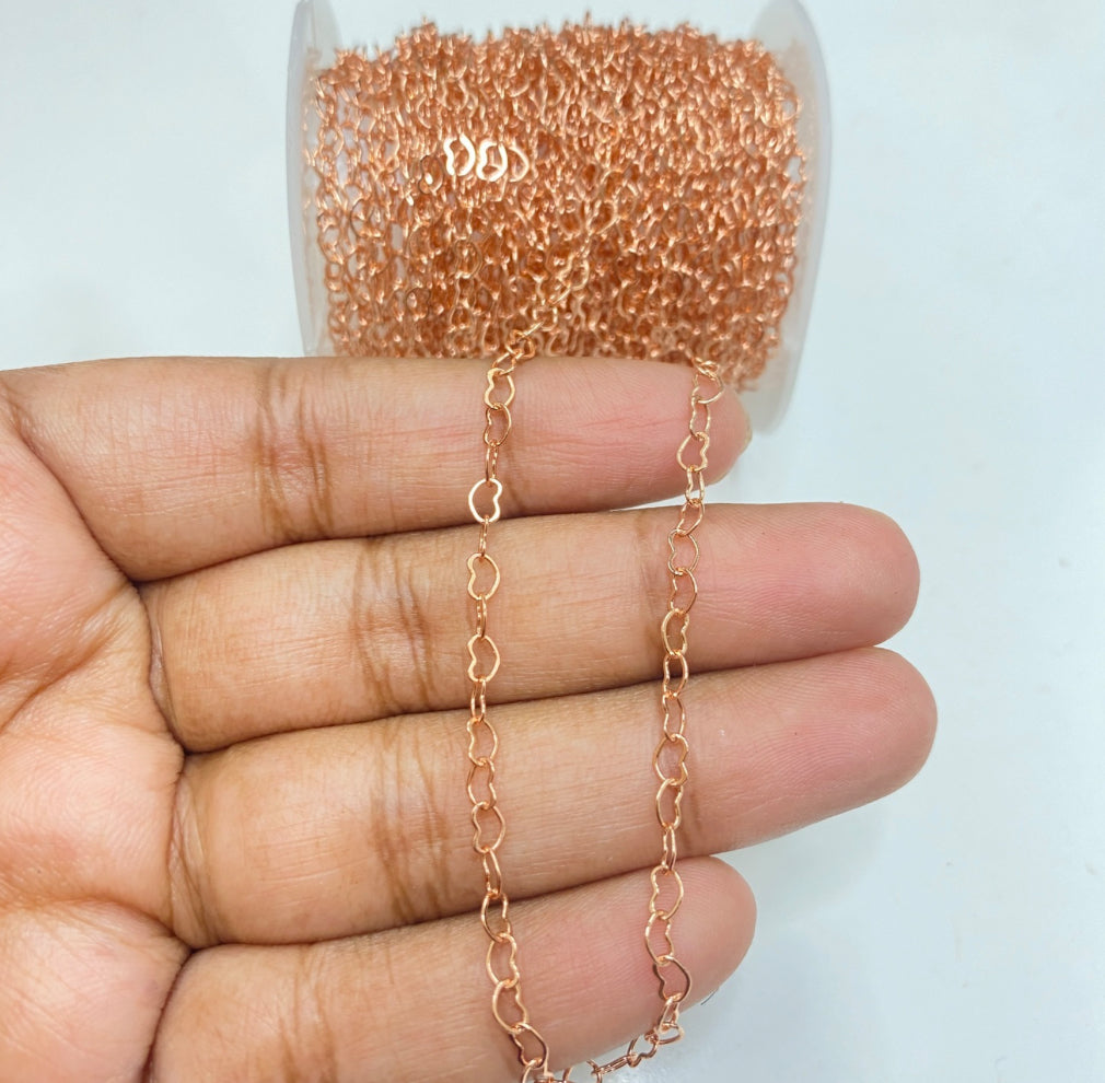 Rose gold plated heart chain ( 1 feet ) - Anti tarnish