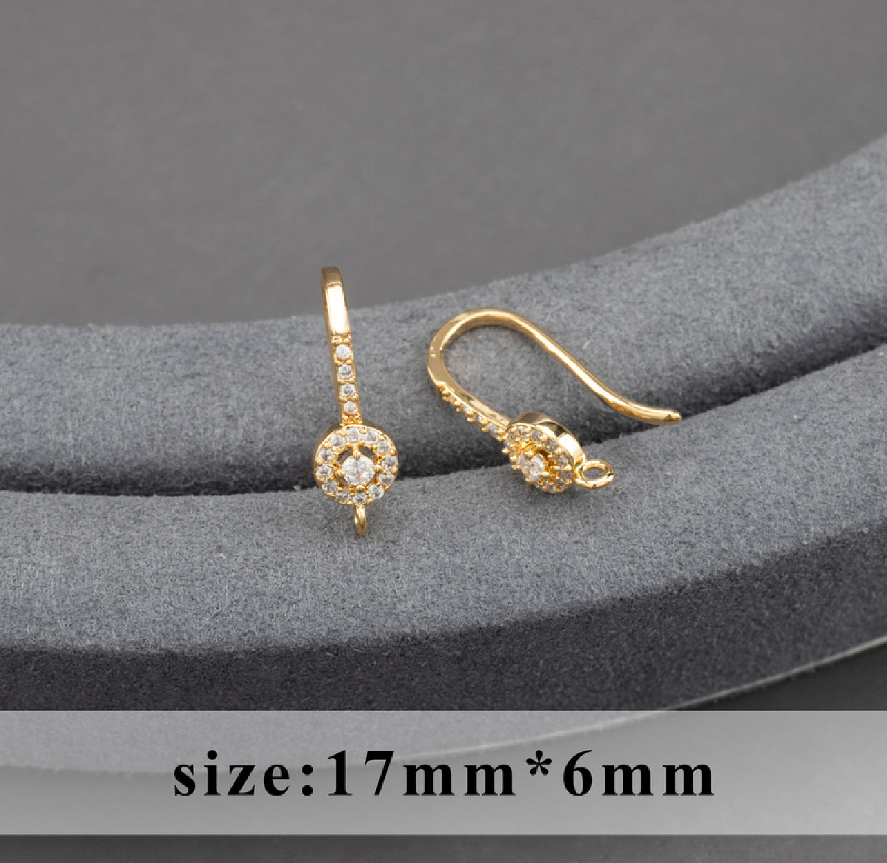 SS 1083 Zircon Hook 18k gold plated ( 2 pc ) Anti tarnish