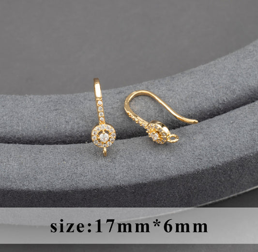 SS 1083 Zircon Hook 18k gold plated ( 2 pc ) Anti tarnish