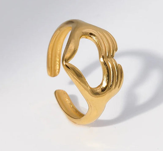 SS 86 Hand Heart Ring - 18k stainless steel - Anti tarnish - Wholesale