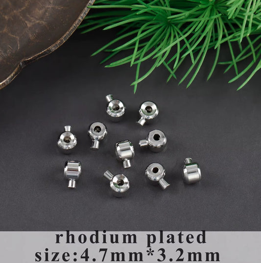 SS 2967 Chain End Locker Rhodium plated ( 1 pc ) Anti tarnish