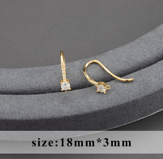 SS 1086 Zircon Hook 18k gold plated ( 2 pc ) Anti tarnish