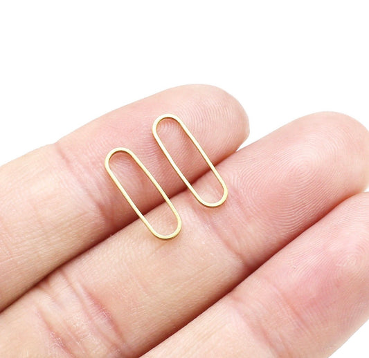 BC01N Paper clip Bezel charm ( 1 pc ) Raw Brass