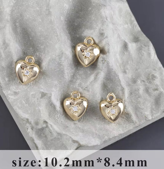 CZ 2305 Heart Zircon charm 18k gold plated ( 1 pc ) - anti tarnish