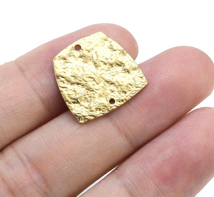 BC01I Trapezoid Hammered Connector charm ( 1 pc ) Raw Brass