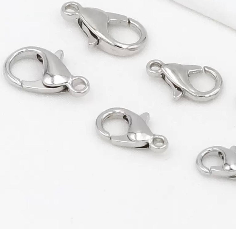 SS 3001 lobster clasp - Platinum plated - 12mm ( 1 pc )