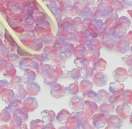 GB 1340 Pinkish purple dual tone flower glass bead ( 1 pc )