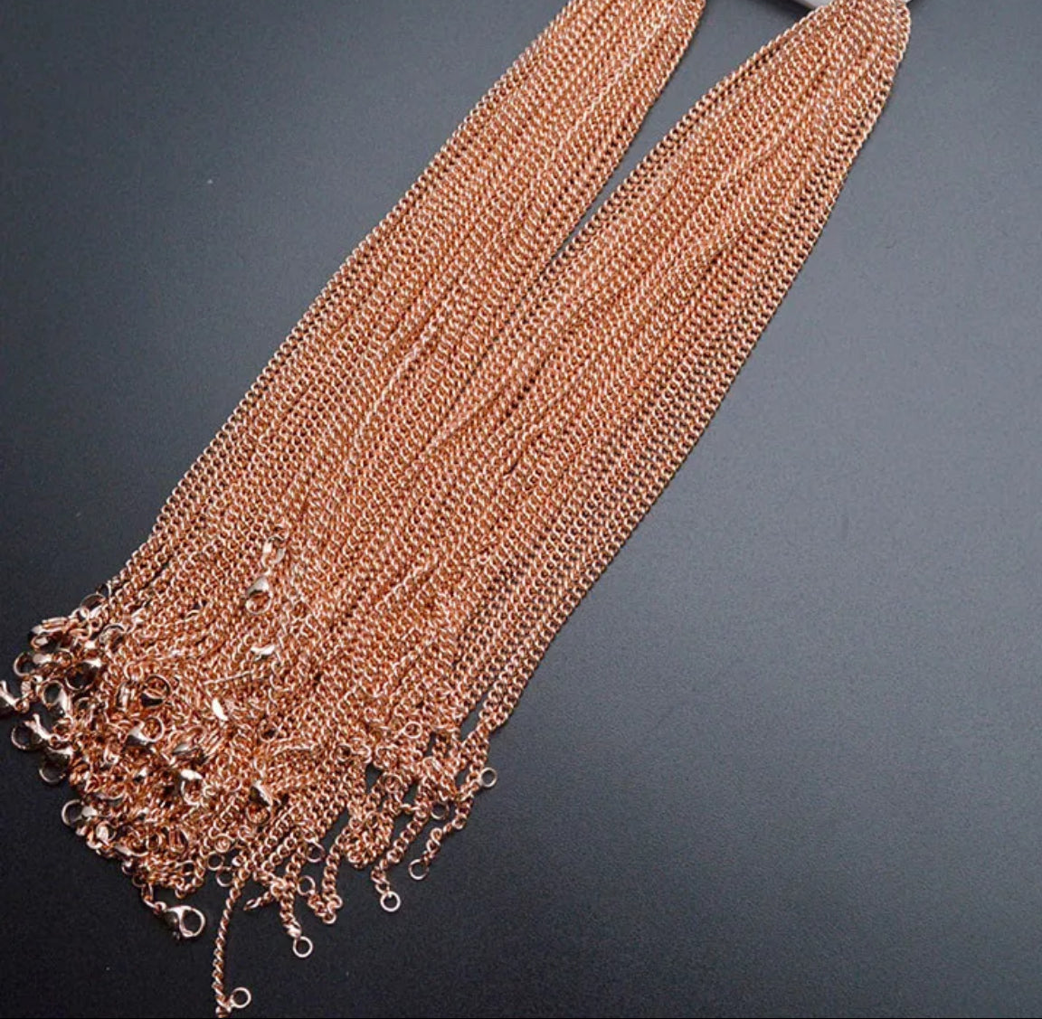 RC 22  (3mm)curb chain rose gold plated ready chain ( 1 pc ) - anti tarnish