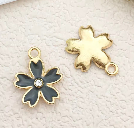 BBB 338 (d) Cherry Blossom enamel charm ( 1 pc ) High quality shine ( 14:16 mm )