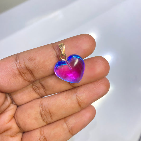SS 1031 Blueish purple heart glass bead Pendant ( 1 pc ) ( 15:20 mm )
