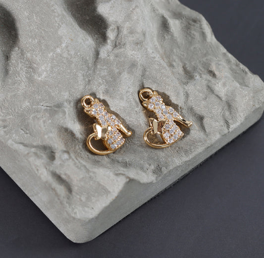 SS 2979 Cat Zircon Charm 18k Gold plated ( 1 pc ) Anti tarnish ( 5:6 mm )