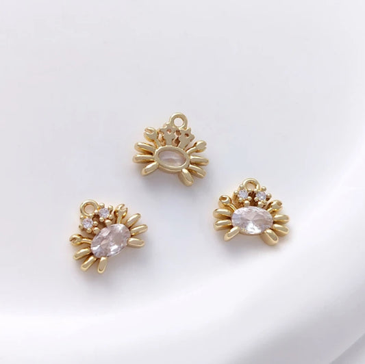 GP 1460 Crab 14k gold plated charm - per piece - anti tarnish