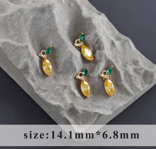 SS 2981 Pineapple Zircon Charm 18k Gold plated ( 1 pc ) Anti tarnish ( 14:7 mm )