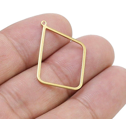 BC01C Rhombus Bezel charm ( 1 pc ) Raw Brass