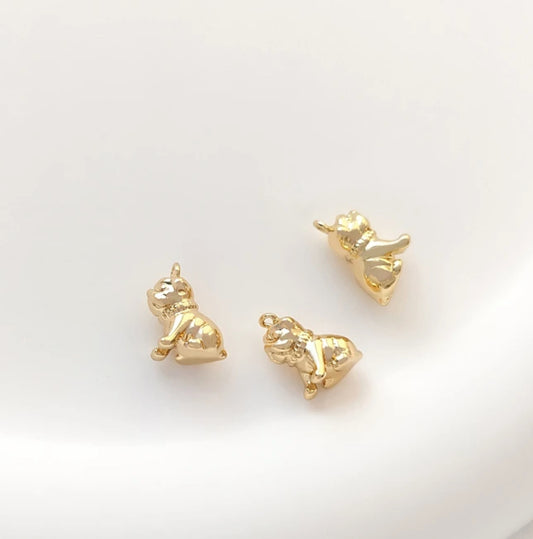 GP 1458 Cute Dog 14k gold plated charm - per piece - anti tarnish