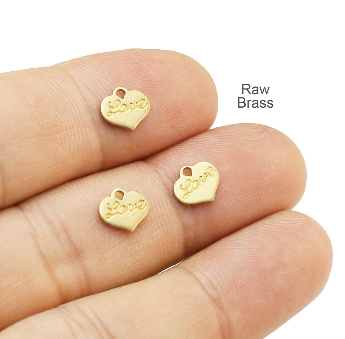 BC01D Love Heart Bezel charm ( 1 pc ) Raw Brass