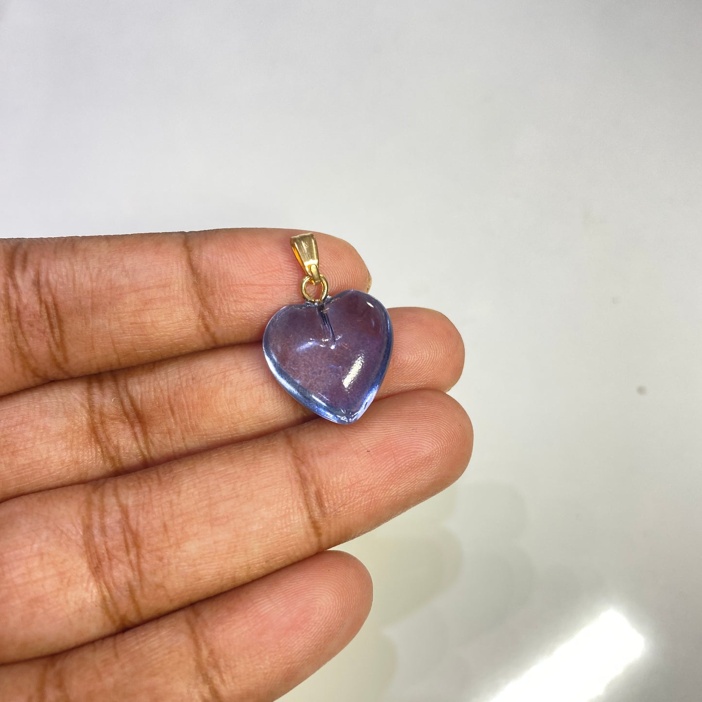 GB 1027 - Blue heart glass beads - per piece