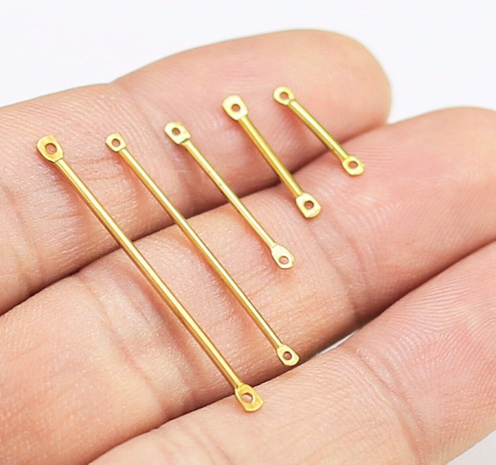 BC01F Bar Connector charm ( 1 pc ) Raw Brass