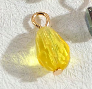 BBB 283 (g) Teardrop Crystal Bead charm 14k gold plated crystal ( 1 pc ) Anti tarnish ( 12 mm )