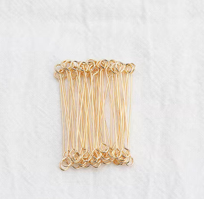 SS 2310  dual side eye pin connector 18k gold plated ( 2 pc ) - anti tarnish