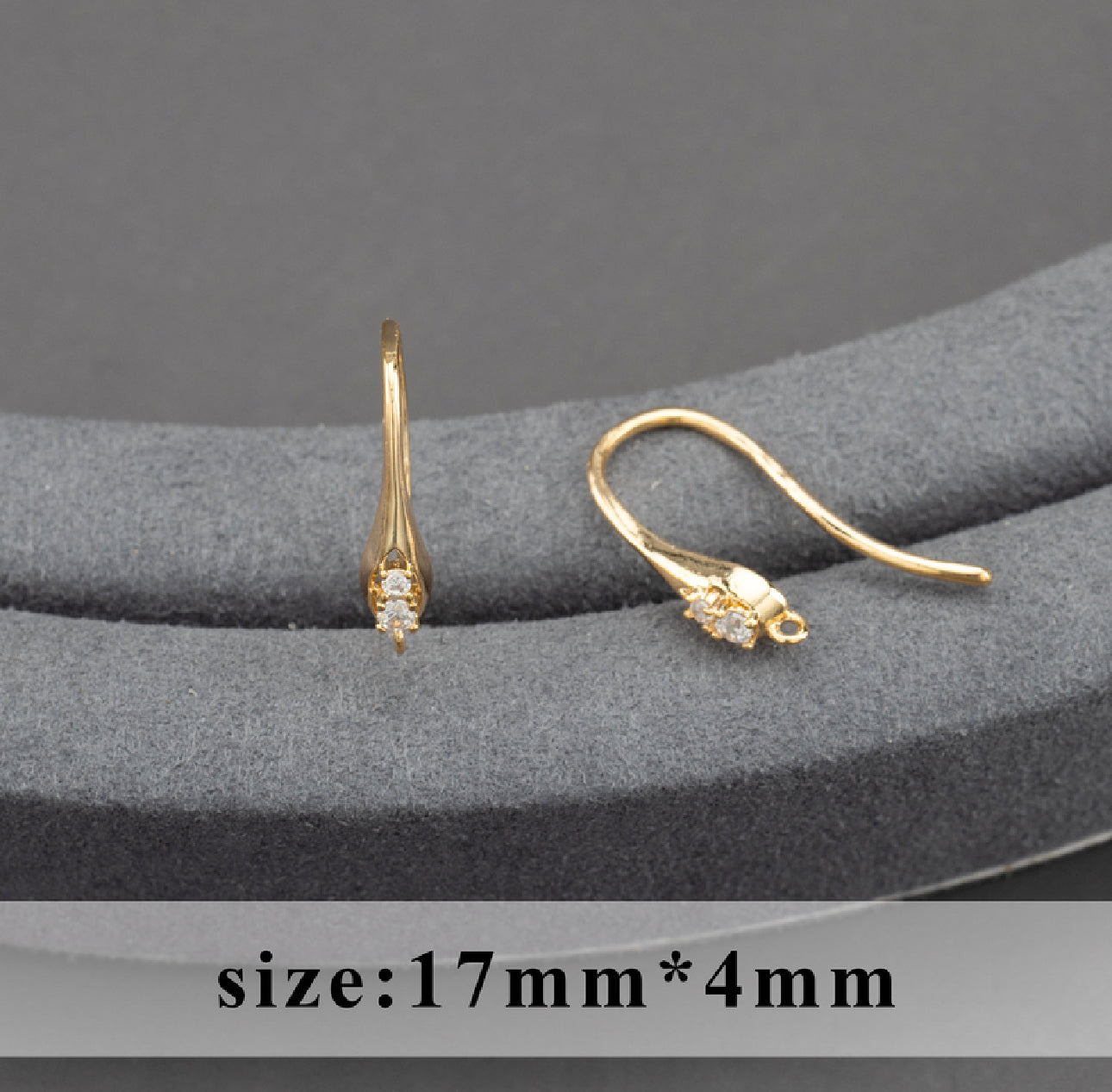 SS 1085 Zircon Hook 18k gold plated ( 2 pc ) Anti tarnish