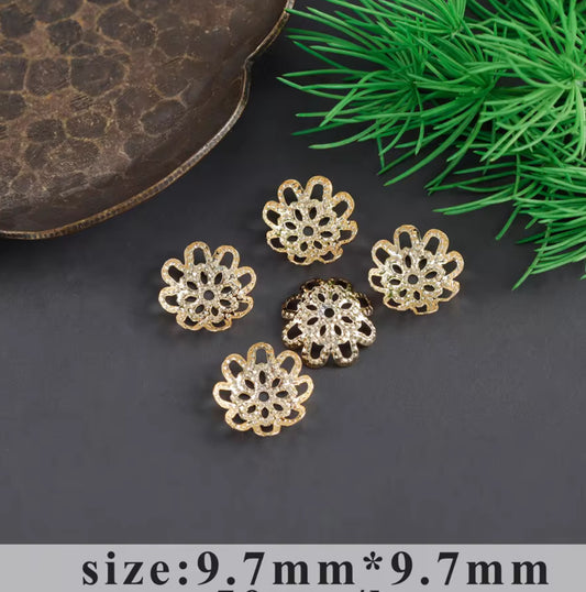 SS 2965 Flower Bead cap Gold plated ( 1 pc ) Anti tarnish