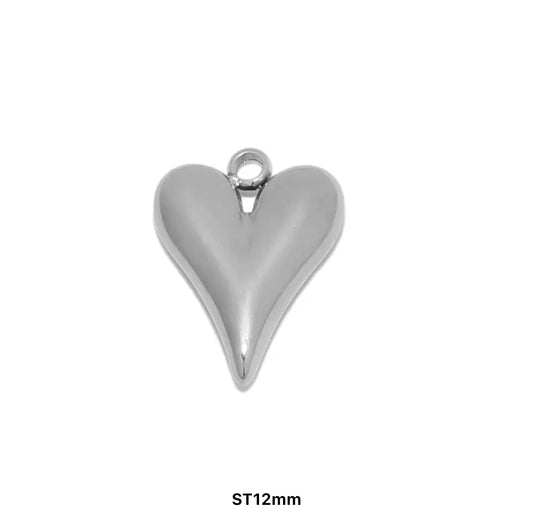 SC01K  Heart charm Silver plated stainless steel ( 1 pc ) anti tarnish
