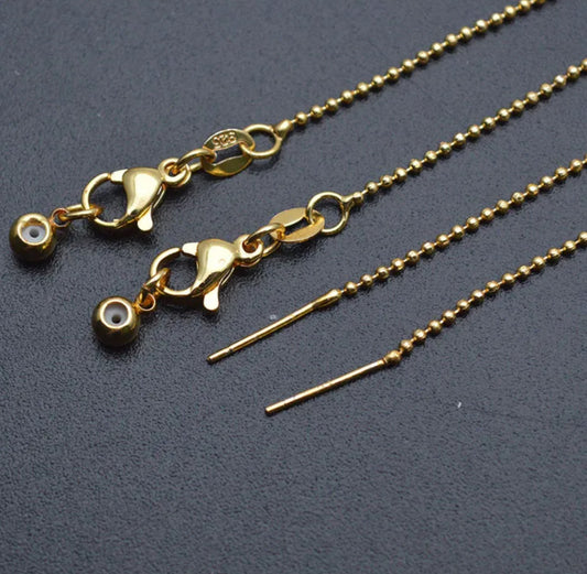 RC 02 Bead chain 14k gold plated ready chain ( 1 pc ) - anti tarnish