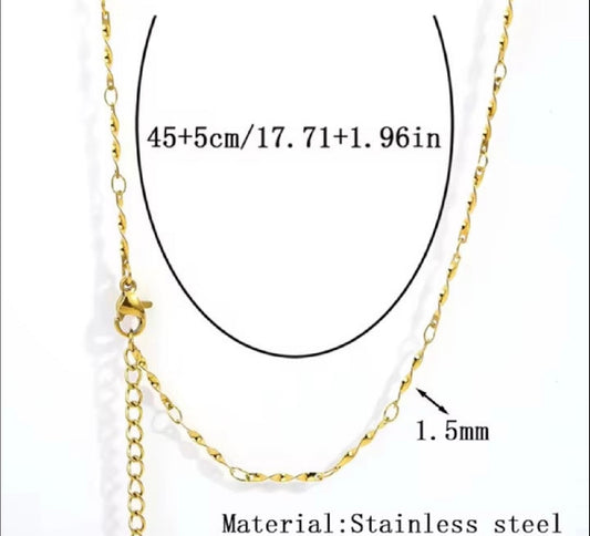 RCS23 Twisted Bar Style Ready made chain with extension (1 pc ) 18k Gold PVD