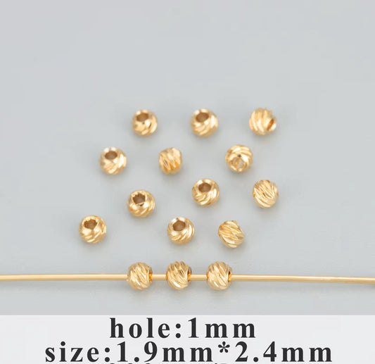 SS 1351 Textured Round spacer bead 14k gold plated ( 1 pc ) - anti tarnish