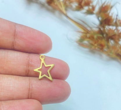 BC02H Hollow star Brass Charm ( 1 pc ) Raw brass