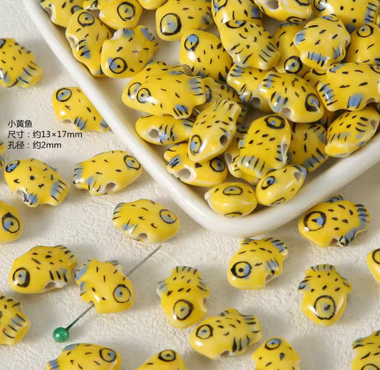 BBB 301 (d) Croaker Fish Ceramic Bead ( 1 pc ) Porcelian Ceramic ( 13:17 mm )