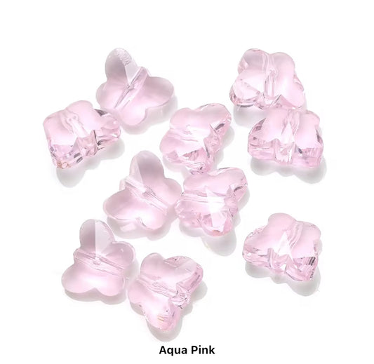 BBB 79 (o) Aqua Pink Butterfly Faceted Crystal glass beads ( 1 pc )