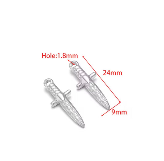 SC19X Dagger charm ( 1 pc ) Silver PVD