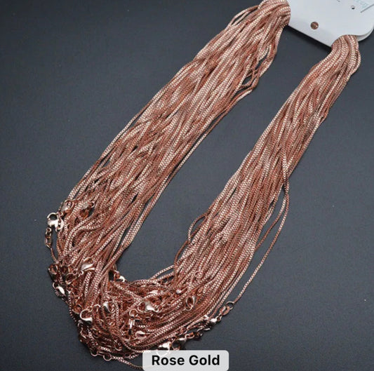 RC 50  Rose gold plated box square chain ( 1 pc ) Anti tarnish