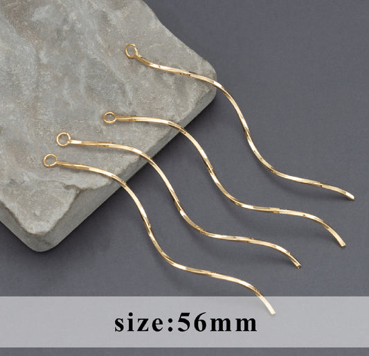SS 3047 Long Wavy Charm 18k Gold plated ( 1 pc ) Anti tarnish