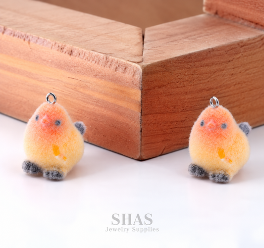 RM14G Parrot 3D Fur Flocking Resin Charm ( 1 pc )