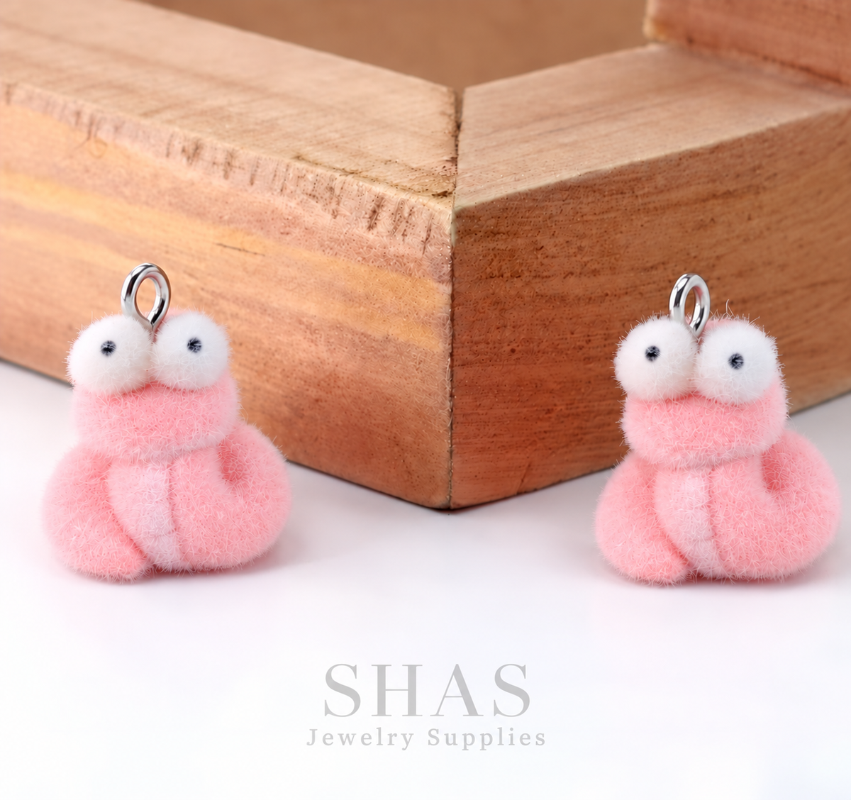 RM14D Pink Snake 3D Fur Flocking Resin Charm ( 1 pc )