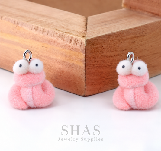 RM14D Pink Snake 3D Fur Flocking Resin Charm ( 1 pc )