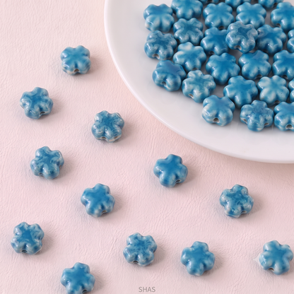 PCB08 Clover Electroplated Ceramic Bead ( 1 pc ) Porcelian Ceramic