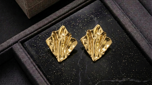ESJ21A KITE TEXTURED EARRING - 18K GOLD PVD plated 316 stainless steel - Anti tarnish