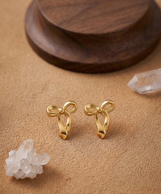 ESJ18F RIBBON earring - 18K GOLD PVD plated 316 stainless steel - Anti tarnish