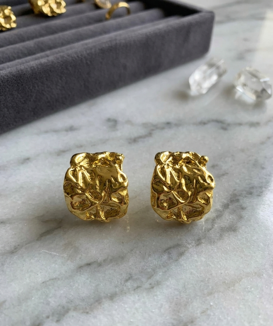 ESJ18E CHUNKY earring - 18K GOLD PVD plated 316 stainless steel - Anti tarnish