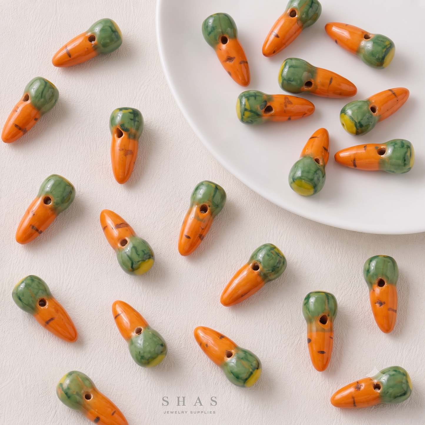 PCB10A Carrot Ceramic Bead ( 1 pc ) Porcelian Ceramic